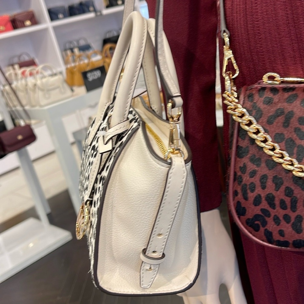 Avril Extra-Small Cheetah Print Calf Hair and Leather Satchel LT CRM MUL… - Picture 10 of 16